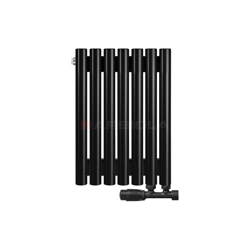 Вертикальный радиатор с нижним подключением Arbiola Iris V 108394 34,2 х 50 см черный матовый ral 9005 от интернет-магазина сантехники 100Kran!