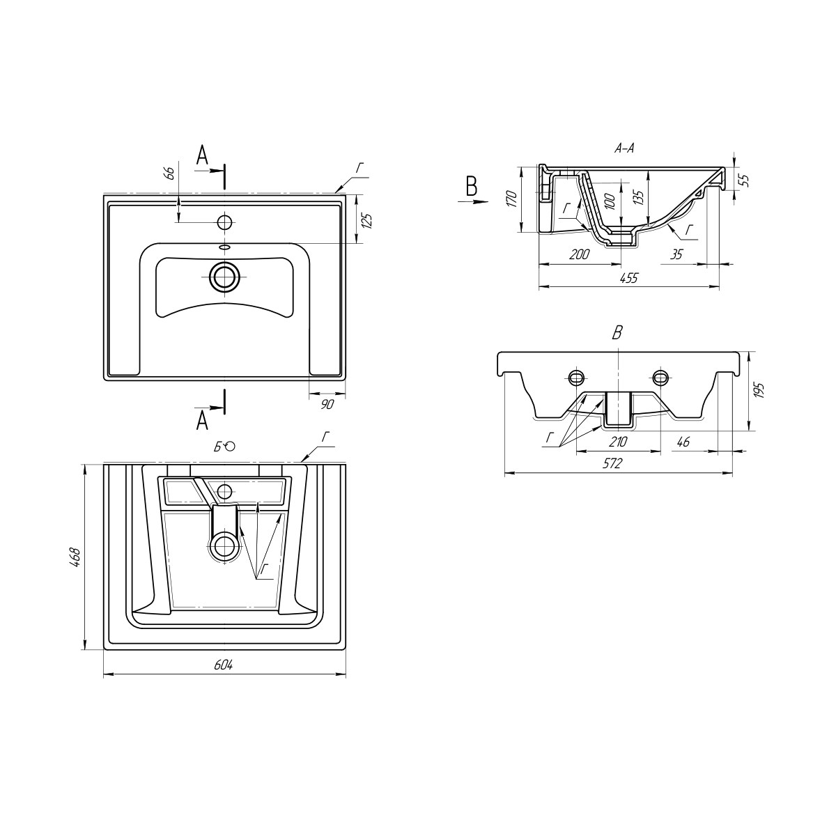 Раковина мебельная Dreja ГРЭЙС 60 см  белый 641587 в 100Kran: Широкий выбор и доступные цены.