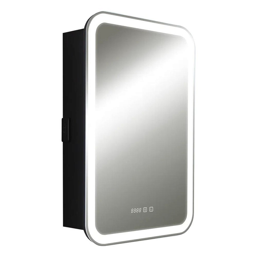 Зеркальный шкаф с подсветкой Silver Mirrors Фиджи BLACK 50 х 75 см  - 4.2 LED-00002728 левый часы, ТХ, сенсорный выключатель создать уют и комфорт, это просто!