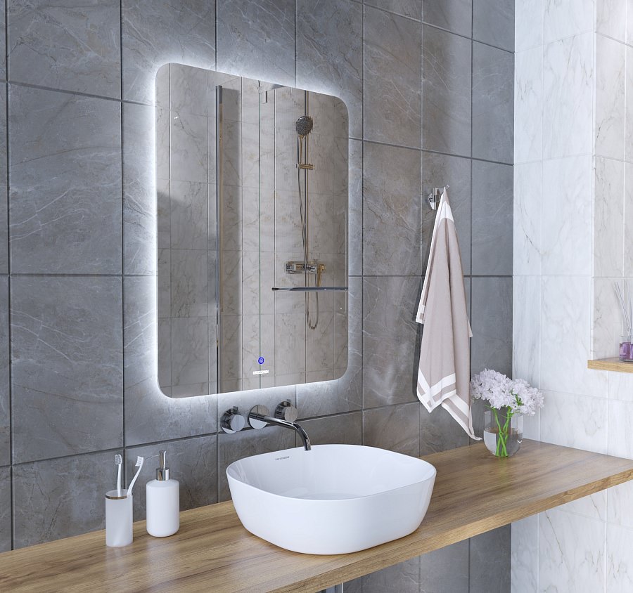 Зеркало GROSSMAN 1760801 ELEGANS-промо 600*800*45 LED с сенсорным выключателем 100Kran: Широкий выбор и доступные цены.