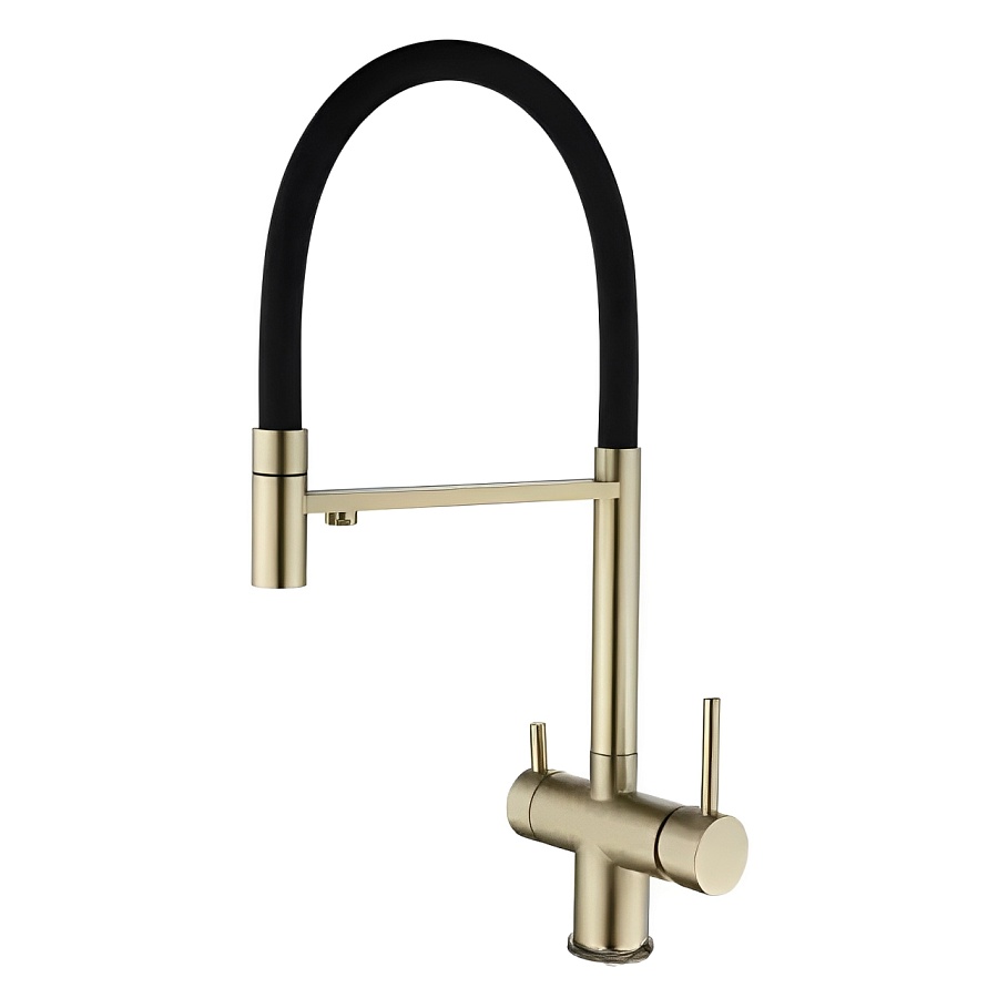 Смеситель для кухни с подключением фильтра Maretti Calabria GOLD CAG31RGF18 черный золотой сатин в 100Kran: Широкий выбор и доступные цены.