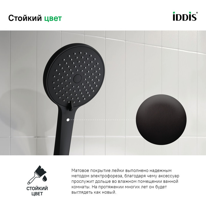 Лейка для душа Ray IDDIS RAY3F0Bi18 черная матовая в 100Kran: Широкий выбор и доступные цены.