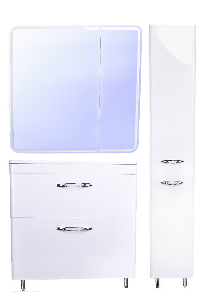 Тумба с раковиной напольная  Style Line  Каре 80 2 ящ. Люкс белая PLUS умывальник Каре Люкс 800 СС-00002267 в 100Kran: Широкий выбор и доступные цены.