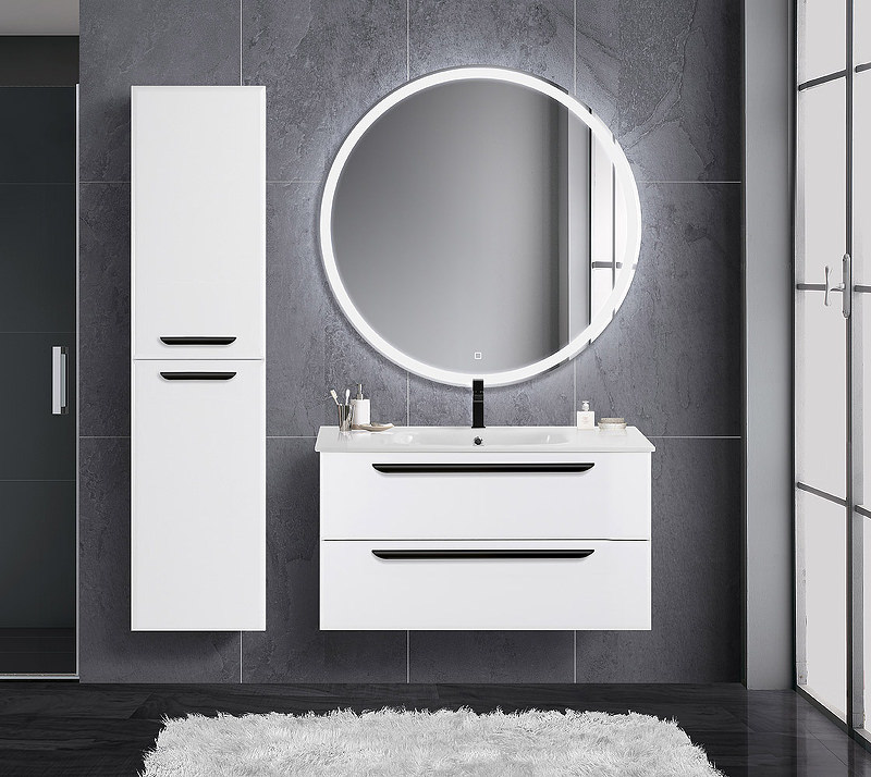 Тумба с раковиной подвесная CEZARES 80 см ECO-CER-800-2C-SO-BL Bianco Lucido в 100Kran: Широкий выбор и доступные цены.