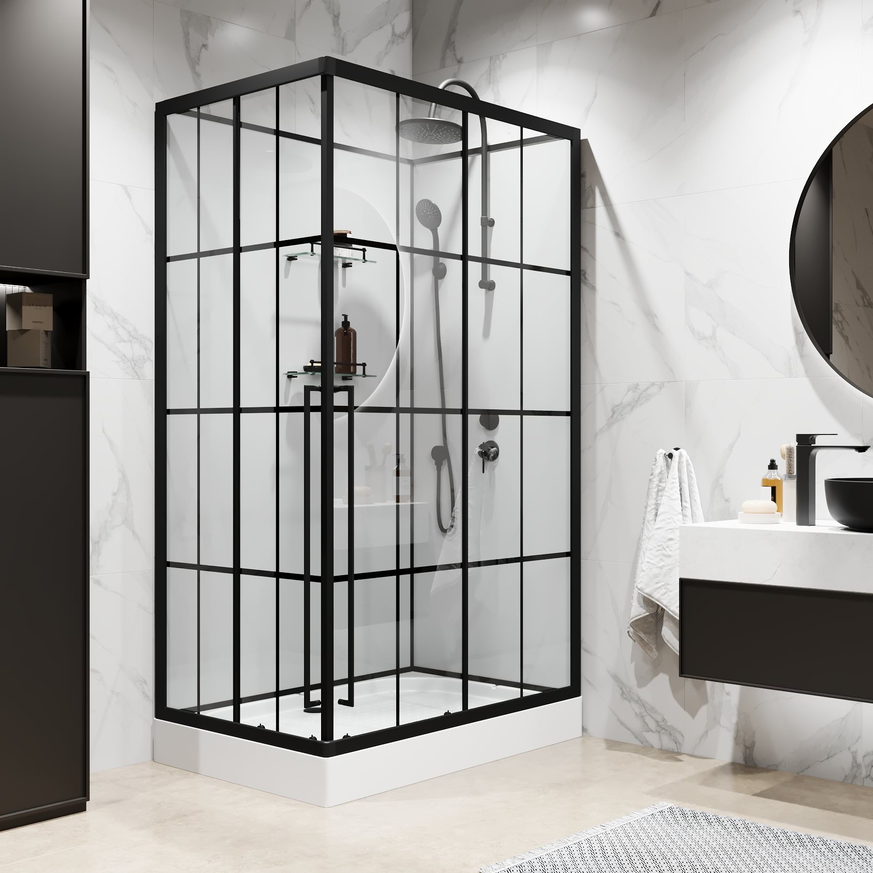 Душевая кабина Niagara Standart ST100/80/15QR/KL/BKT 100х80 см черная матовая в 100Kran: Широкий выбор и доступные цены.