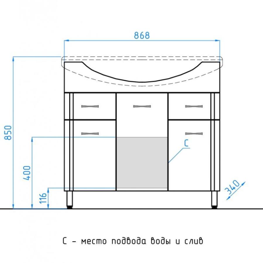 Тумба с раковиной напольная  Style Line Эко Стандарт №26 2 ящ. 90 см  умывальник Эльбрус 90 белый ЛС-00000110 в 100Kran: Широкий выбор и доступные цены.