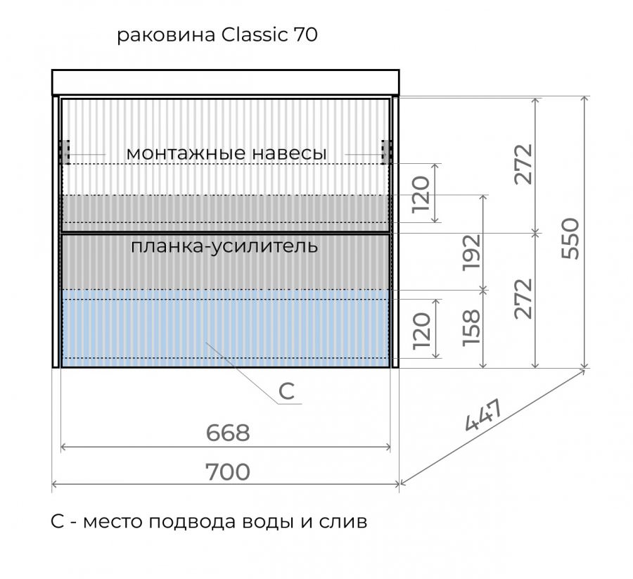 Тумба с раковиной подвесная Style Line Стокгольм 70 умывальник Andrea Classic 700 белый рифленый софт ЛС-00002313 в 100Kran: Широкий выбор и доступные цены.