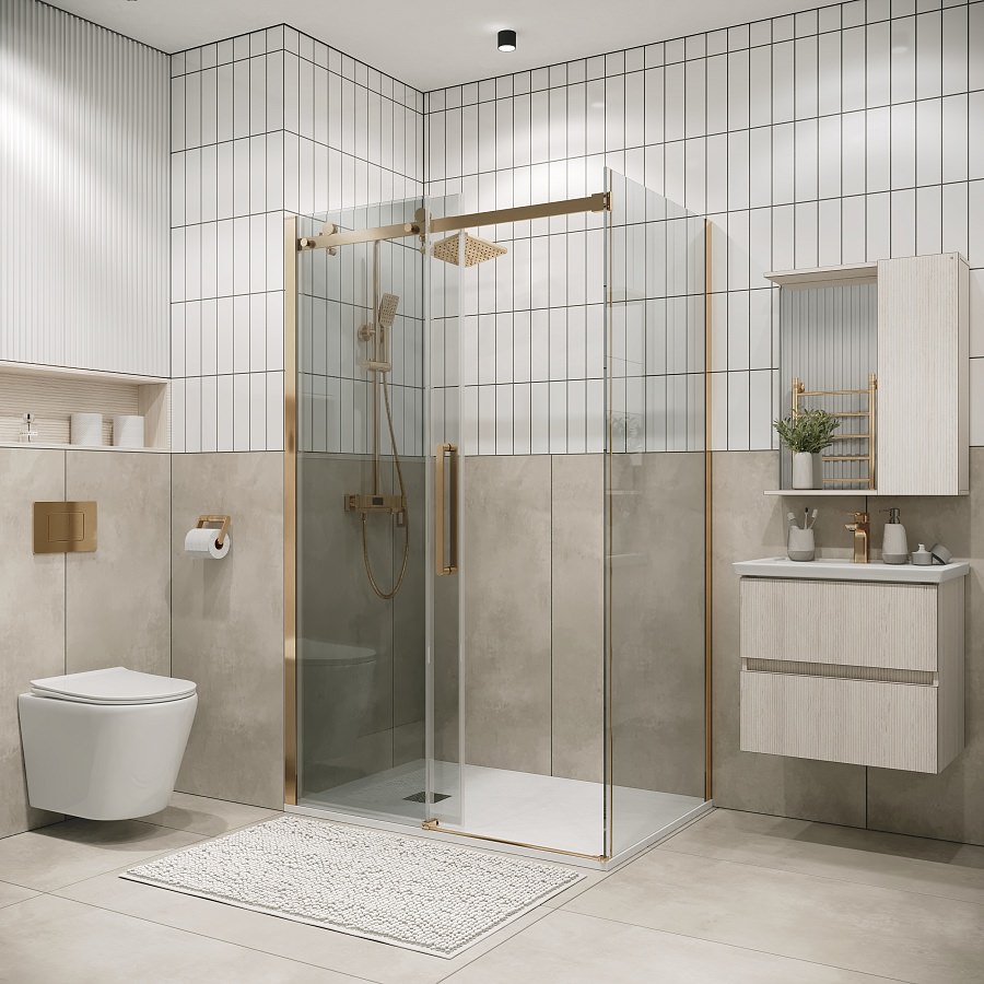 Душевое ограждение Grossman Classic 100x70x195 см 120.K33.04.1080.32.00 золото сатин в 100Kran: Широкий выбор и доступные цены.