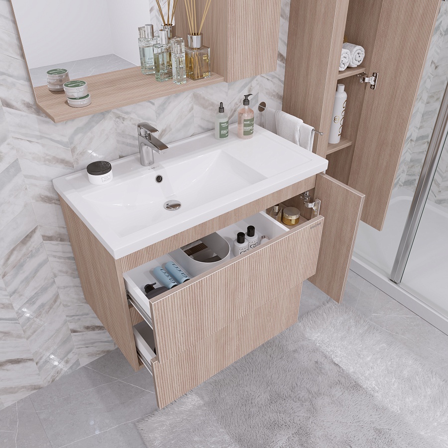 Тумба подвесная Grossman ЮНИТ 80 см 208014 с 2-я ящ. кадена вуд в 100Kran: Широкий выбор и доступные цены.