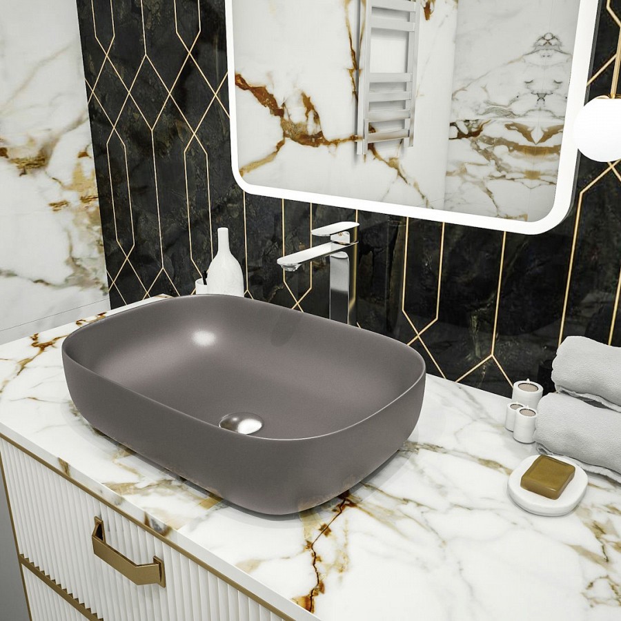 Раковина накладная Maretti Florenza FL13NS66-985 61 см серая в 100Kran: Широкий выбор и доступные цены.