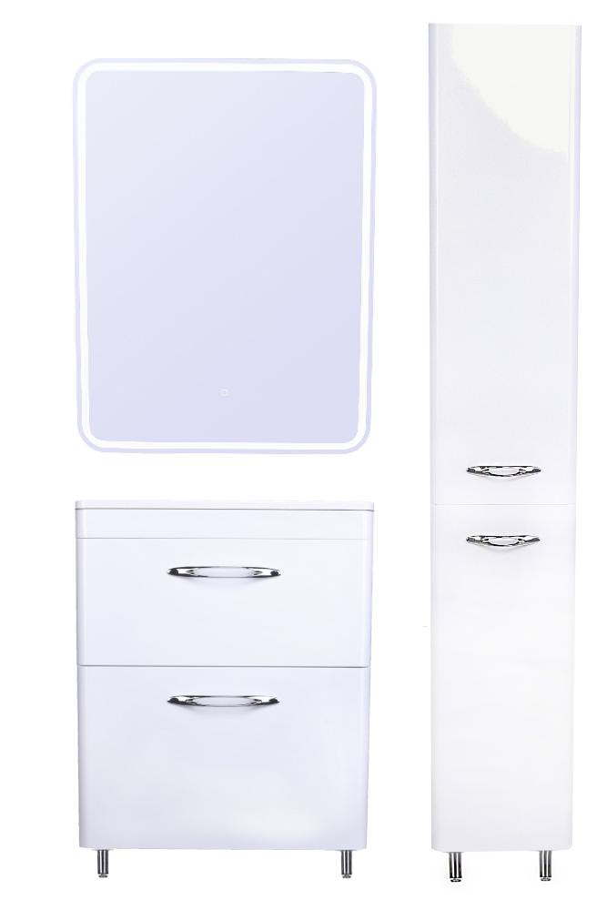 Тумба с раковиной напольная  Style Line  Каре 60 2 ящ. Люкс белая PLUS умывальник Каре Люкс 600 СС-00002265 в 100Kran: Широкий выбор и доступные цены.