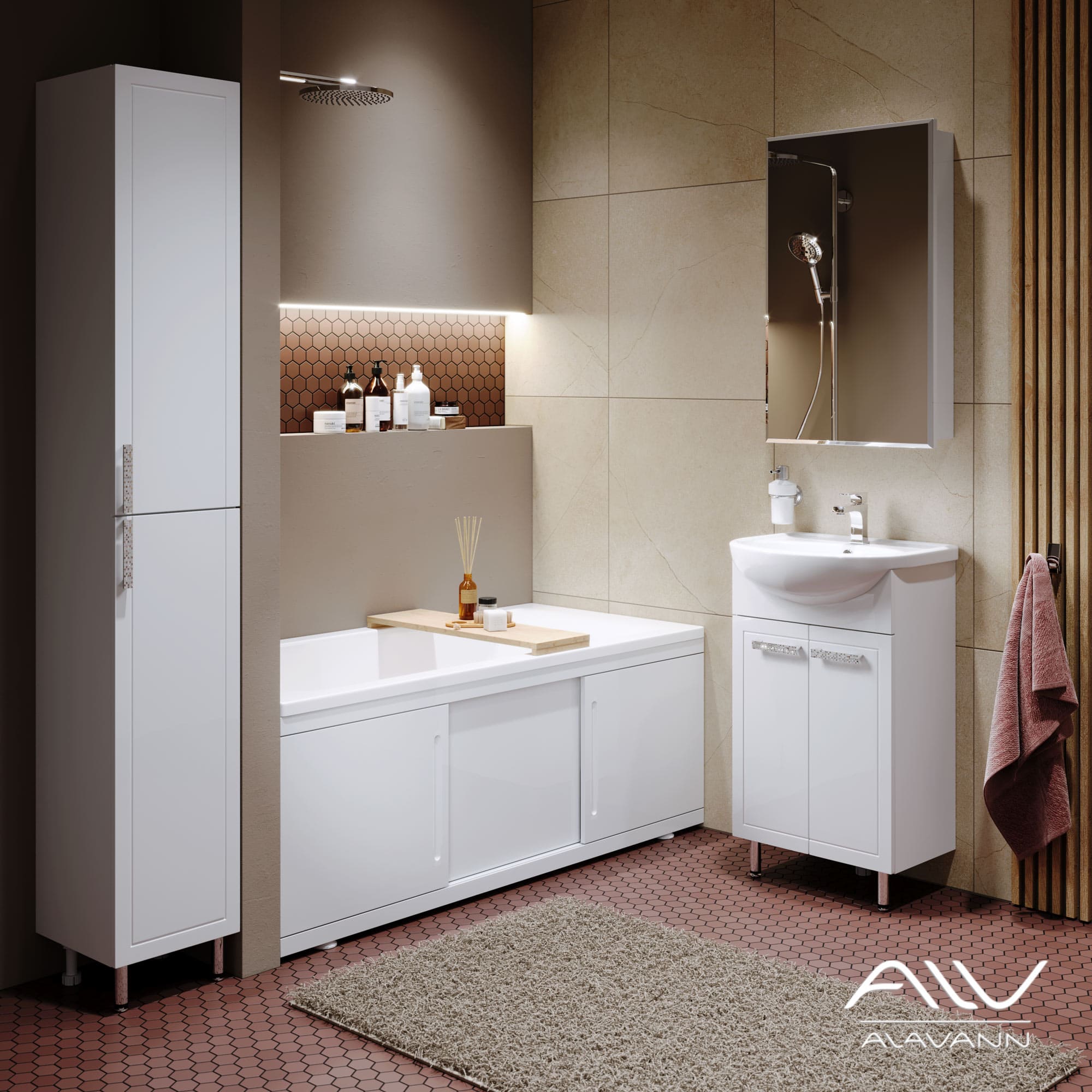 Экран под ванну Alavann ALV0716001 Alt 180 раздвижной белый в 100Kran: Широкий выбор и доступные цены.