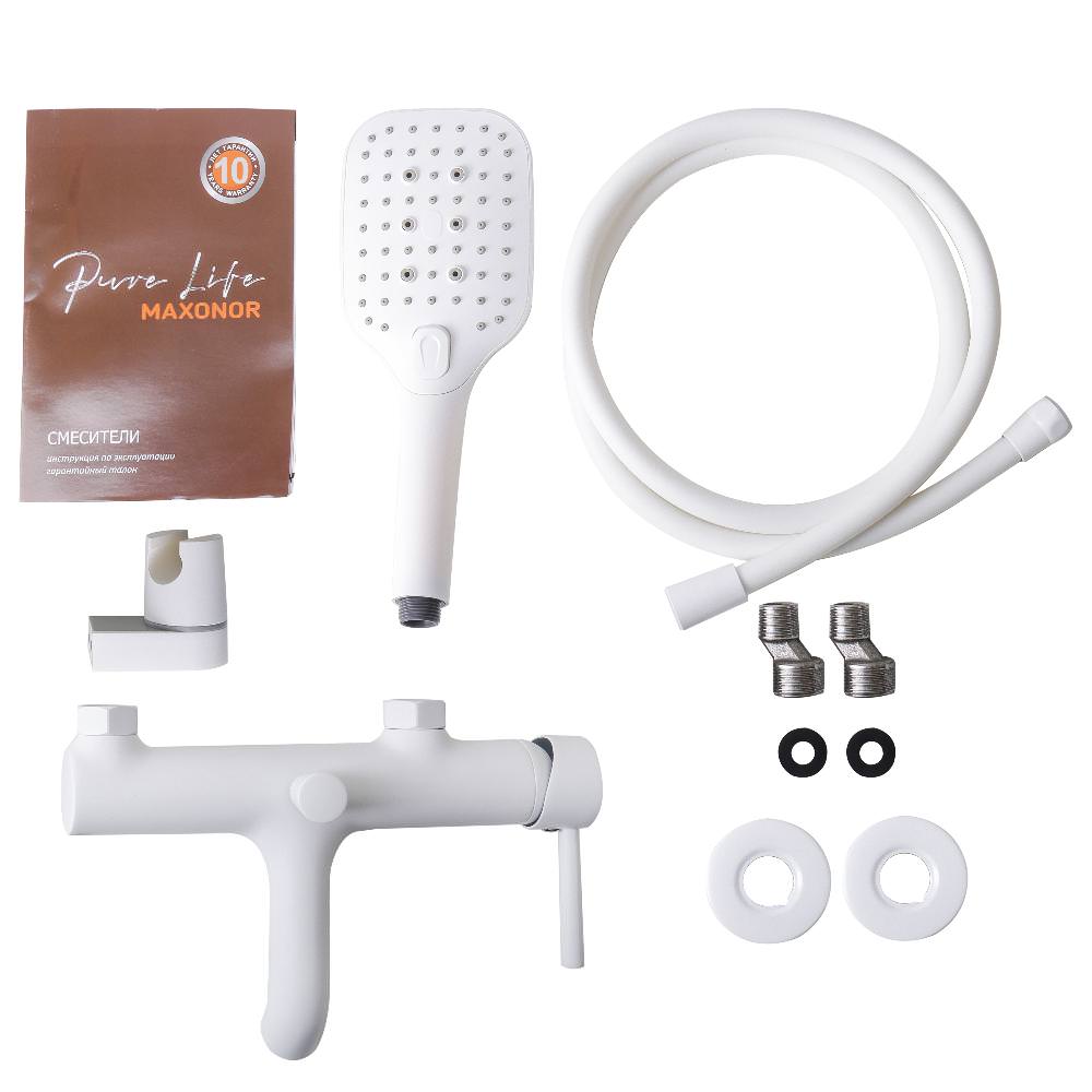 Смеситель для ванны и душа Maxonor PURE LIFE PL3287-8 белый матовый в 100Kran: Широкий выбор и доступные цены.