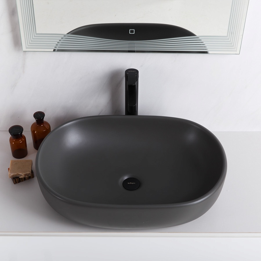 Накладная раковина BelBagno BB1084-H311 60  см серая матовая в 100Kran: Широкий выбор и доступные цены.