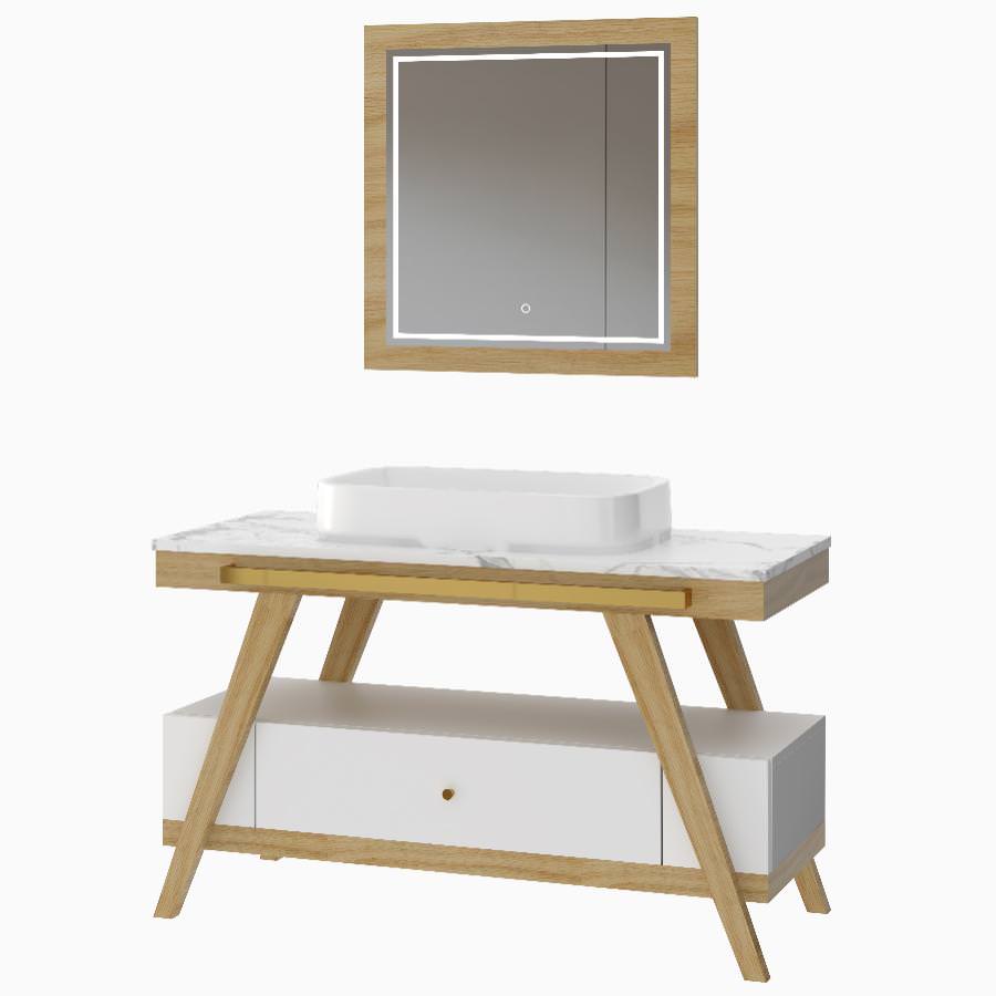 Тумба напольная с раковиной Maxonor Pure Life SALON AMBER 120 см PL-MC11-119-WH белый дуб в 100Kran: Широкий выбор и доступные цены.