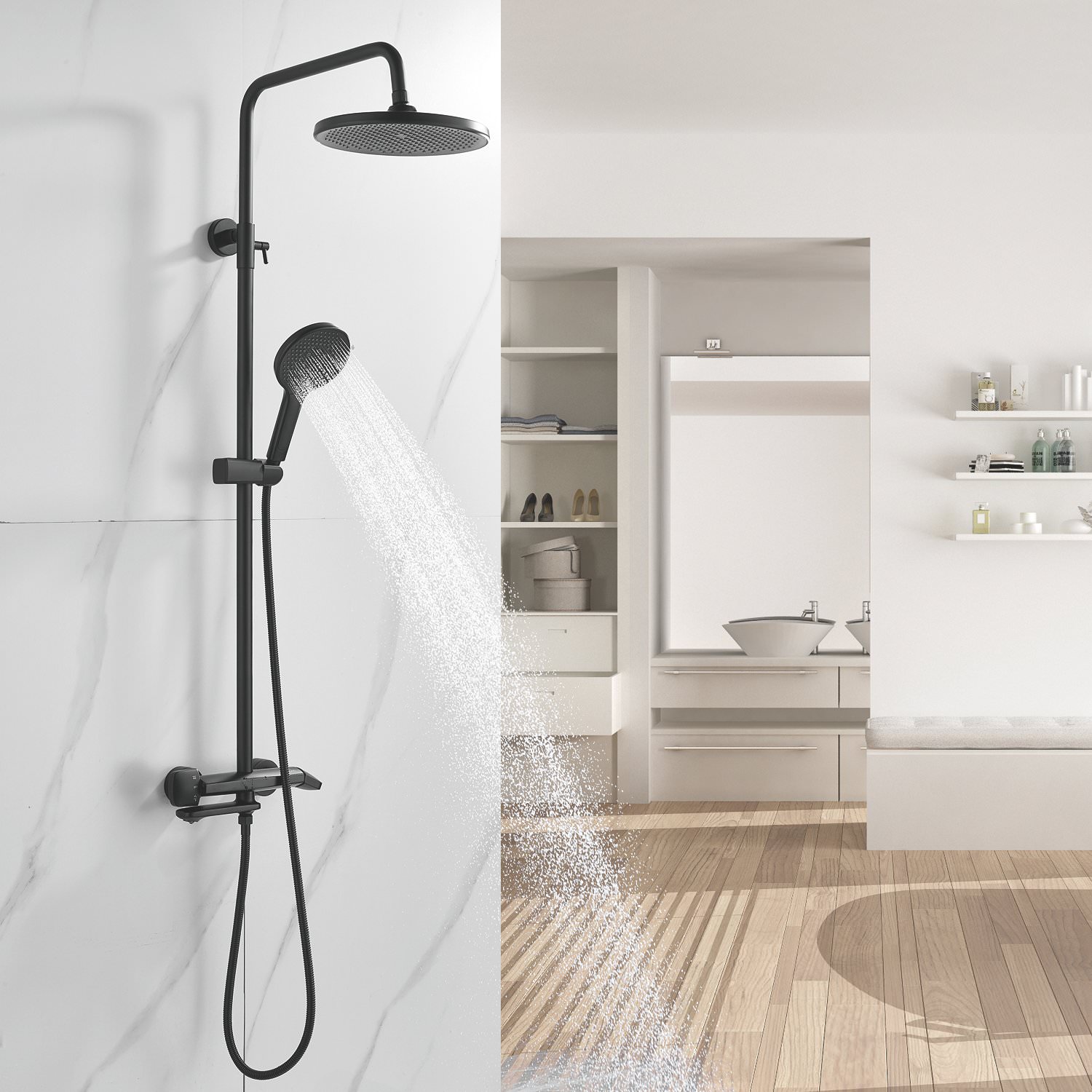 Душевая система Rose R3936H черный в 100Kran: Широкий выбор и доступные цены.