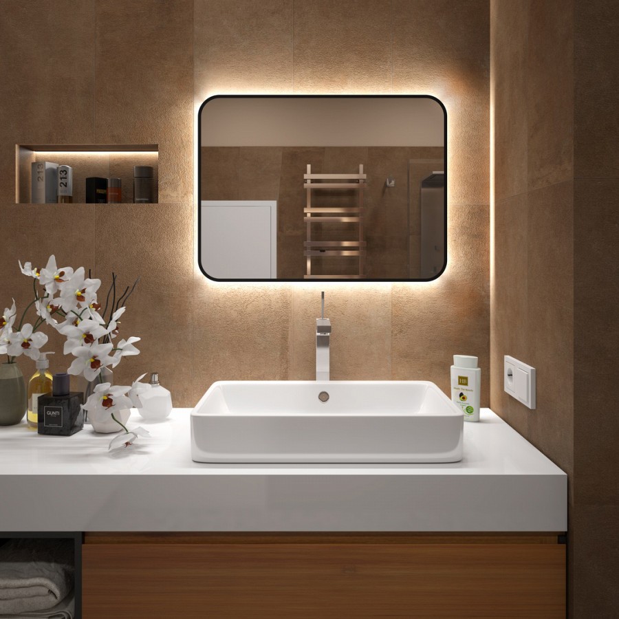 Зеркало с подсветкой Maretti Florenza FL148060P14EL 80x60 см черный 100Kran: Широкий выбор и доступные цены.