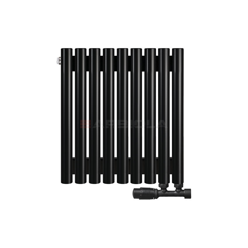 Вертикальный радиатор с нижним подключением Arbiola Iris V 108397 44,2 х 50 см черный матовый ral 9005 от интернет-магазина сантехники 100Kran!