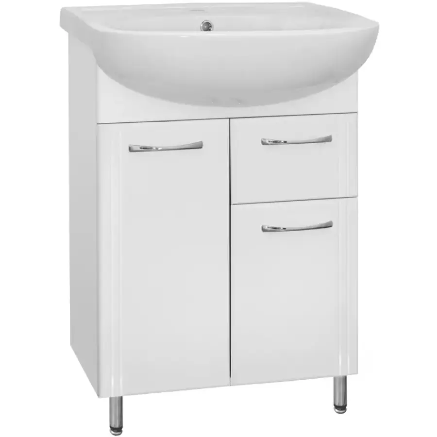 Тумба с раковиной напольная  Style Line Эко Стандарт №11 60 см 1 ящ. мывальник Эрика 61 белый ЛС-00000101 в 100Kran: Широкий выбор и доступные цены.