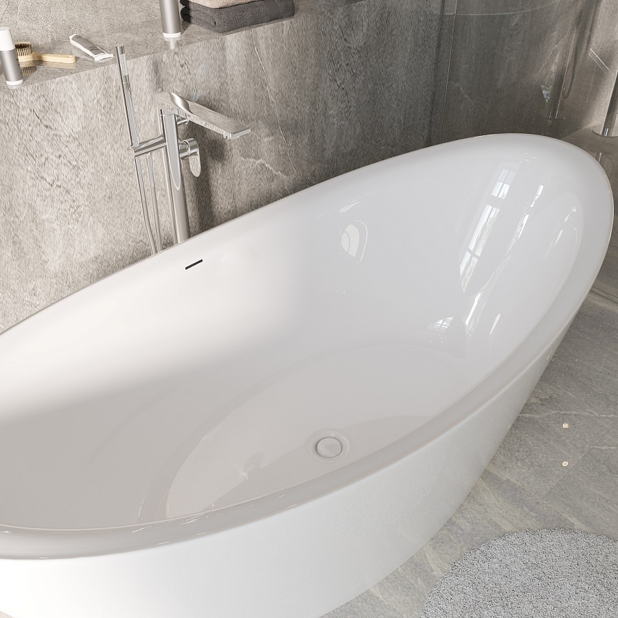 Ванна отдельностоящая Grossman Galaxy GR-1402M 180х85х65 см белый матовый в 100Kran: Широкий выбор и доступные цены.