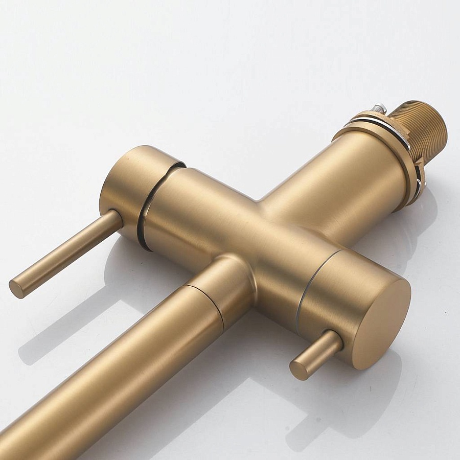 Смеситель для кухни с подключением фильтра Maretti Calabria GOLD CAG31RGF18 черный золотой сатин в 100Kran: Широкий выбор и доступные цены.