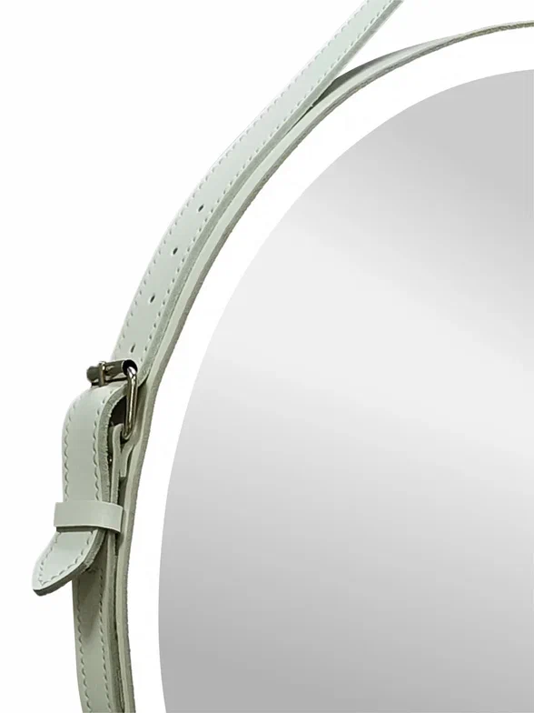 Зеркало с подсветкой "Millenium White Led" D 650 на ремне из натуральной кожи белого цвета  100Kran: Широкий выбор и доступные цены.