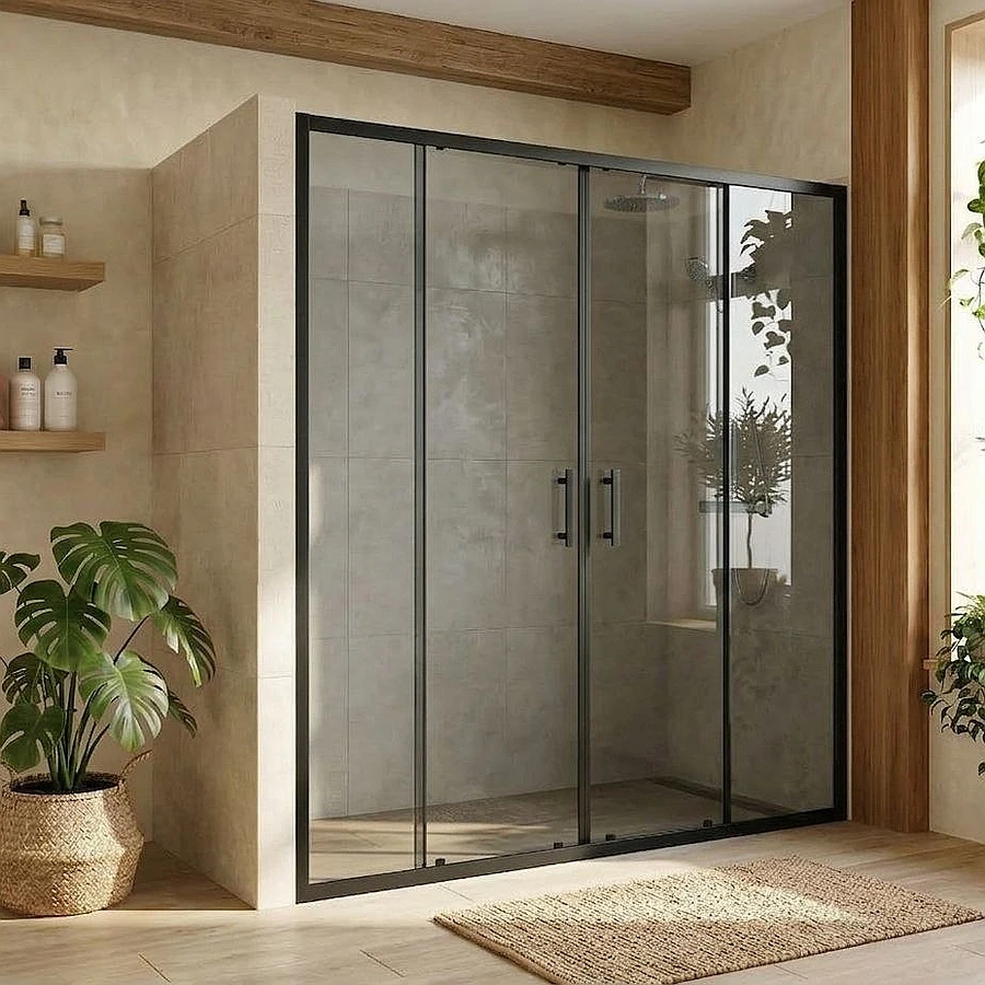 Душевая дверь двустворчатая раздвижная MaybahGlass MGD-1829-6 195x190 см стекло графит в 100Kran: Широкий выбор и доступные цены.