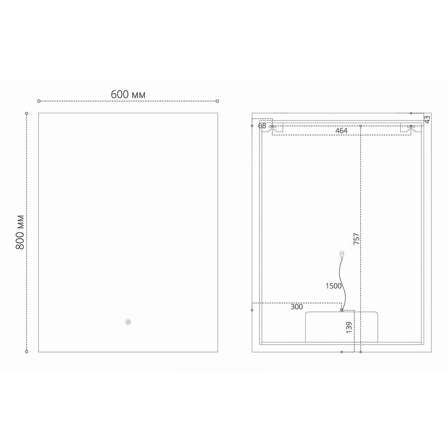 Зеркало GROSSMAN 1860802 PRAGMA-норма BLACK 600*800*45 LED с сенсорным выключателем и подогревом 100Kran: Широкий выбор и доступные цены.