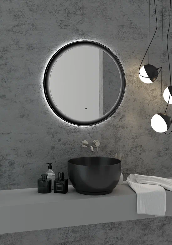 Зеркало с подсветкой "Planet Black Led" D 700 с бесконтактным сенсором  100Kran: Широкий выбор и доступные цены.