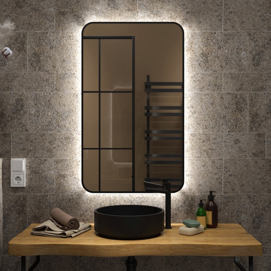 Зеркало с подсветкой Maretti Florenza FL1460100P14EL 60x100 см черный 100Kran: Широкий выбор и доступные цены.