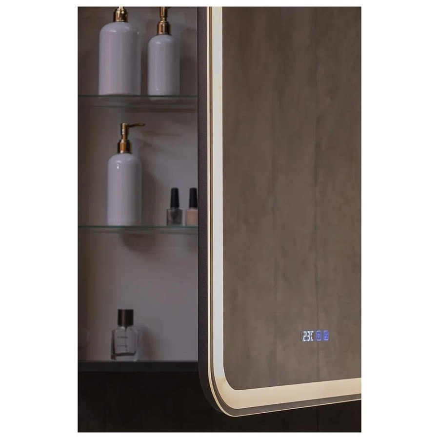 Зеркальный шкаф с подсветкой Silver Mirrors Фиджи-Антрацит 60 х 80 см  - 3.2 LED-00003043 правый часы, ТХ, подогрев, сенсорный выключатель создать уют и комфорт, это просто!