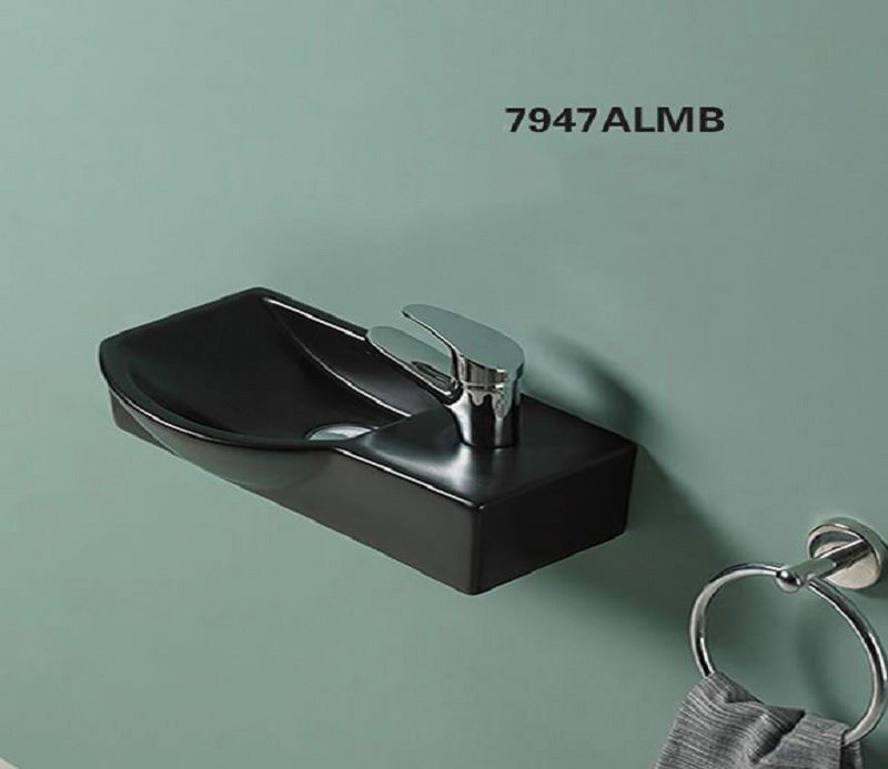 Раковина подвесная  CeramaLux 7947ALMB 41 см черная матовая в 100Kran: Широкий выбор и доступные цены.