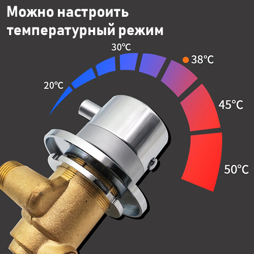 Смеситель 1 режимный универсальный с термостатом под гайку для душевой кабины  в 100Kran: Широкий выбор и доступные цены.