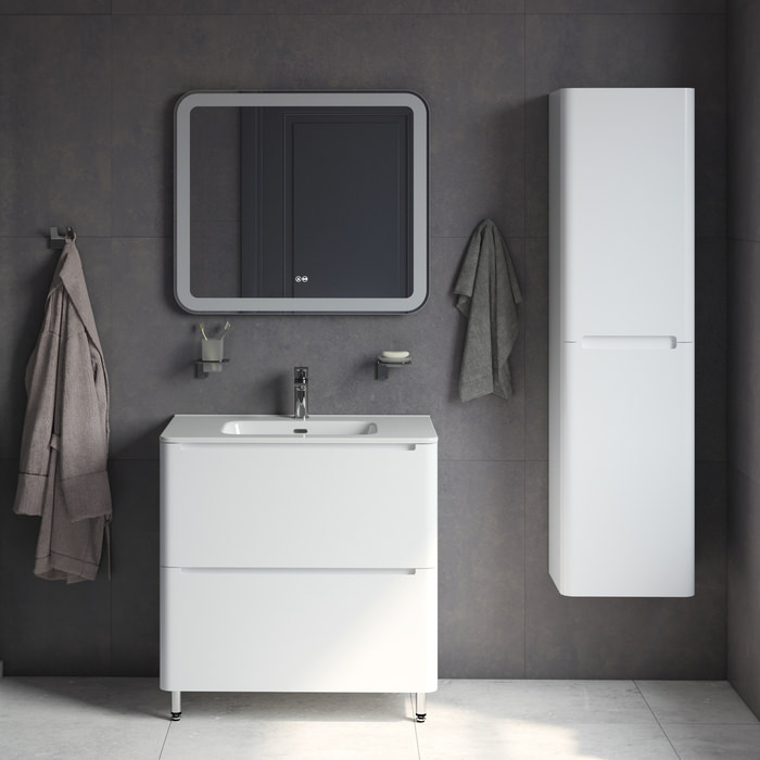 Тумба с раковиной напольная 80 см Edifice IDDIS EDI80WFi95K белая в 100Kran: Широкий выбор и доступные цены.