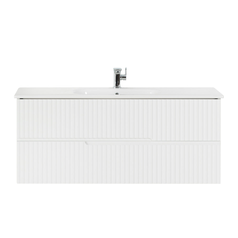 Тумба с раковиной подвесная CEZARES 120 см DUET-1200-2C-SO-BL Bianco Lucido в 100Kran: Широкий выбор и доступные цены.