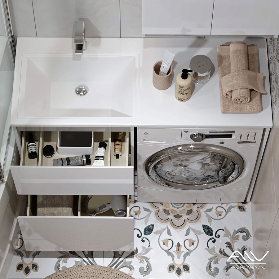 Тумба с раковиной напольная Alavann Soft Silver 120 см ALV0194002 белая в 100Kran: Широкий выбор и доступные цены.
