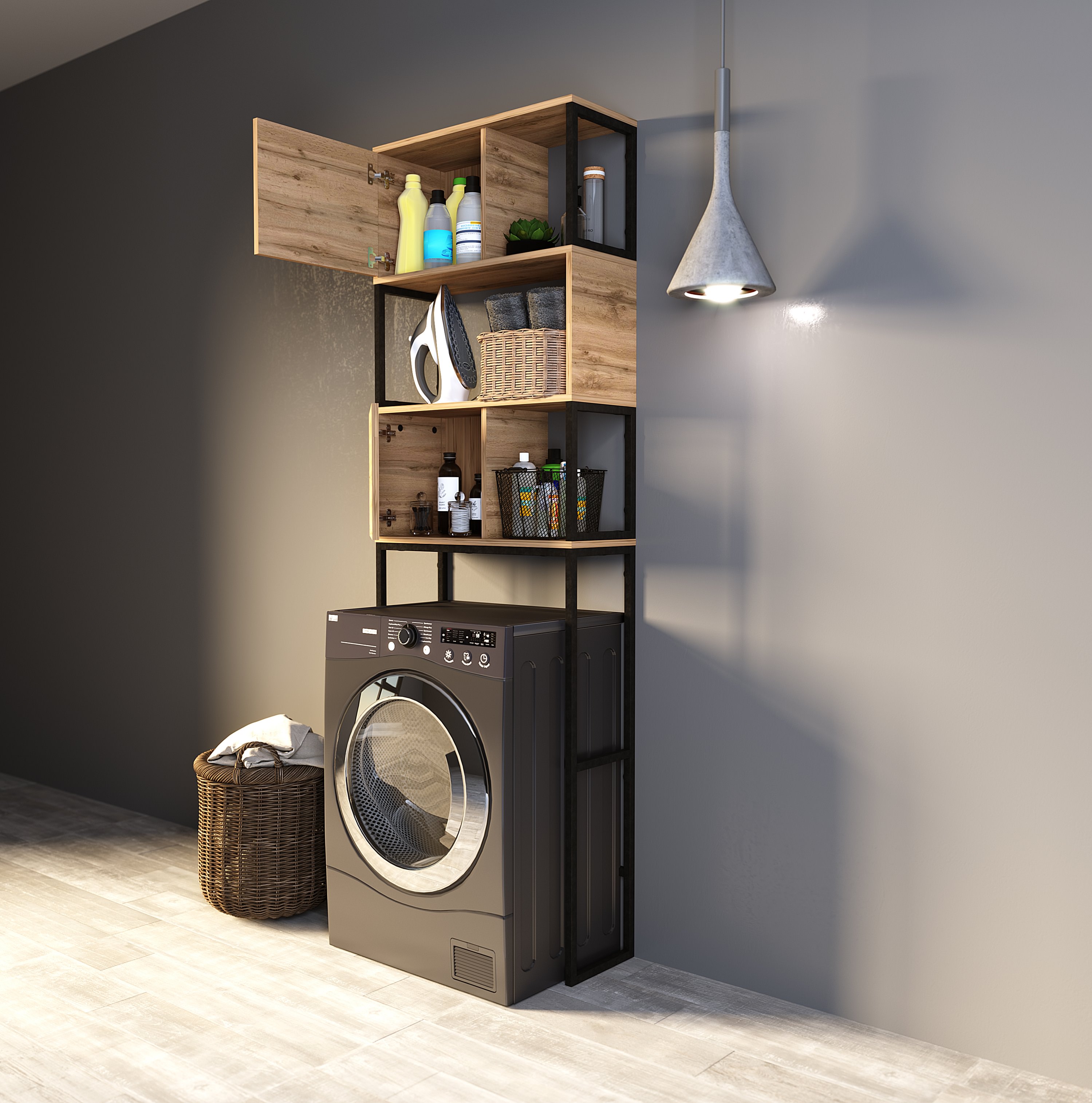 Шкаф над стиральной машиной 1Marka Grunge Loft 200*66 Дуб вотан  Ц0000005249 в 100Kran: Широкий выбор и доступные цены.