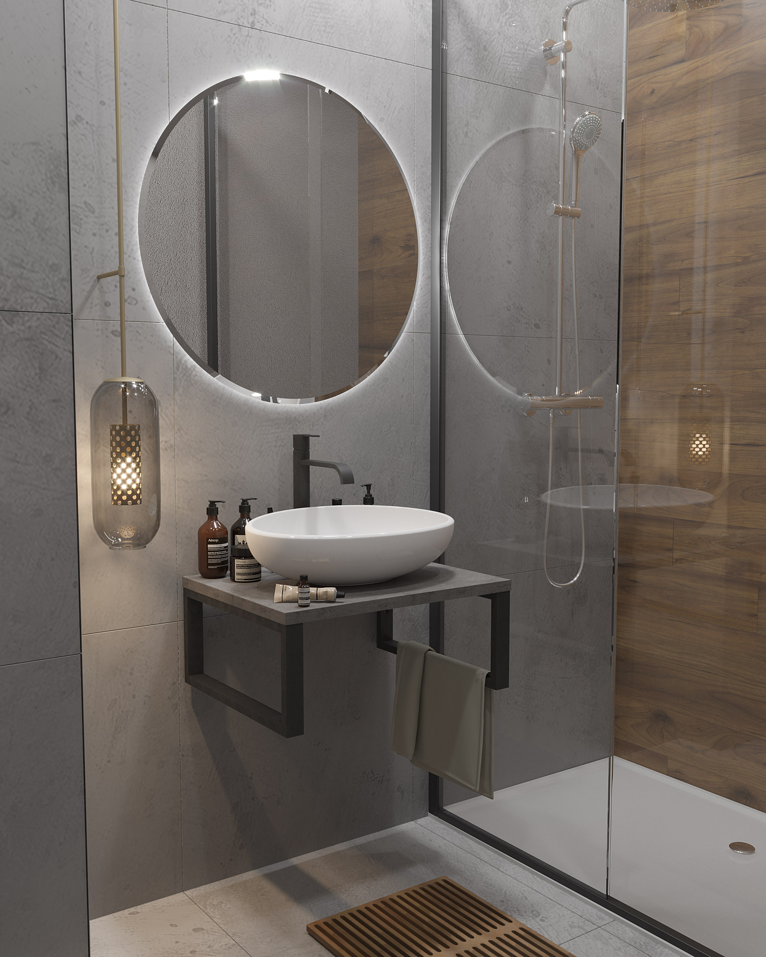 Столешница под раковину 1Marka GRUNGE LOFT 60 Бетон темно-серый Ц0000001585 в 100Kran: Широкий выбор и доступные цены.