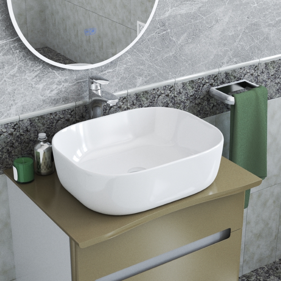 Раковина накладная Maretti Florenza FL13NS25-844 49 см белая в 100Kran: Широкий выбор и доступные цены.
