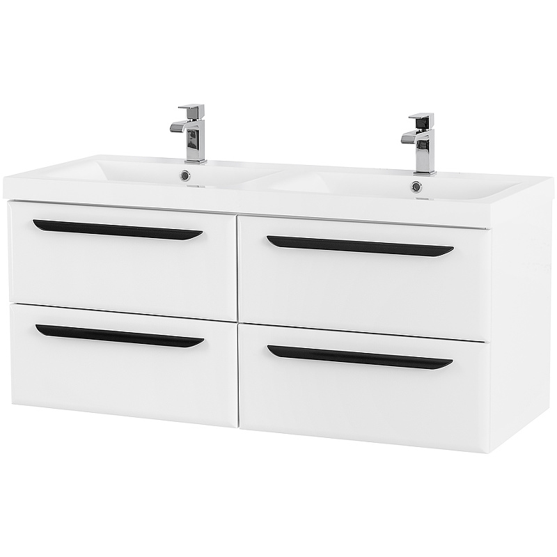 Тумба с раковиной подвесная CEZARES 120 см ECO-1200-4C-SO-2-BL Bianco Lucido в 100Kran: Широкий выбор и доступные цены.