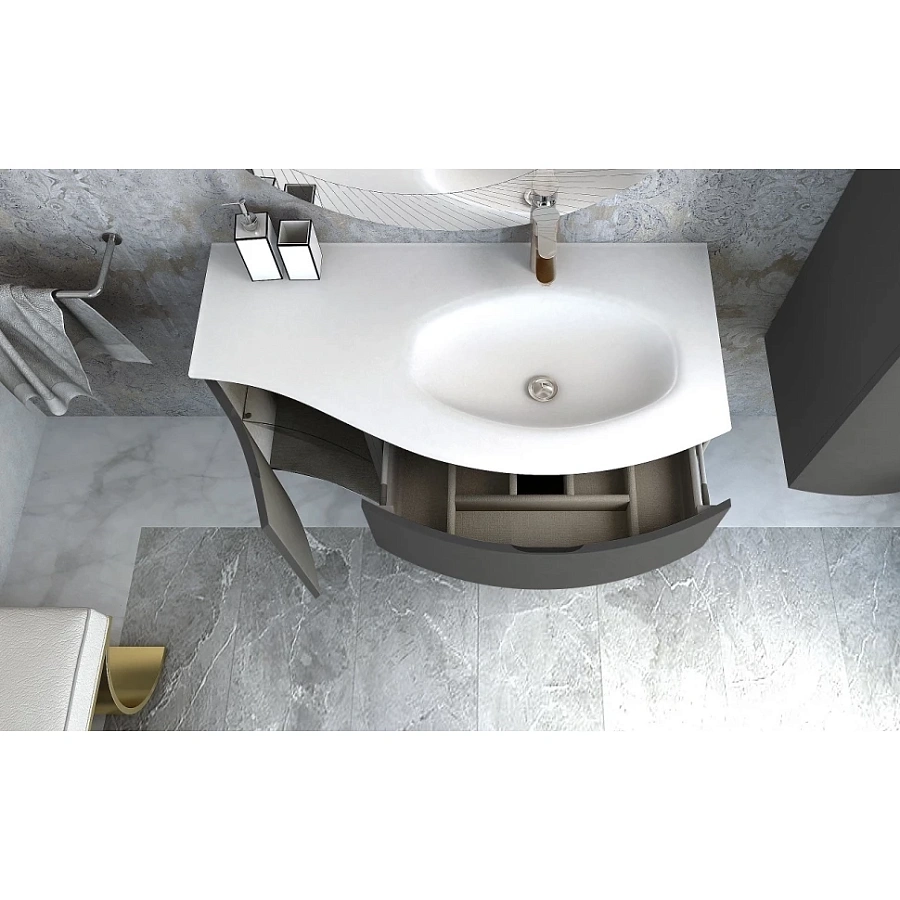 Тумба с раковиной подвесная с двумя выдвижными ящиками VAGUE CEZARES 70 см 54905 Grigio talpa opaco в 100Kran: Широкий выбор и доступные цены.