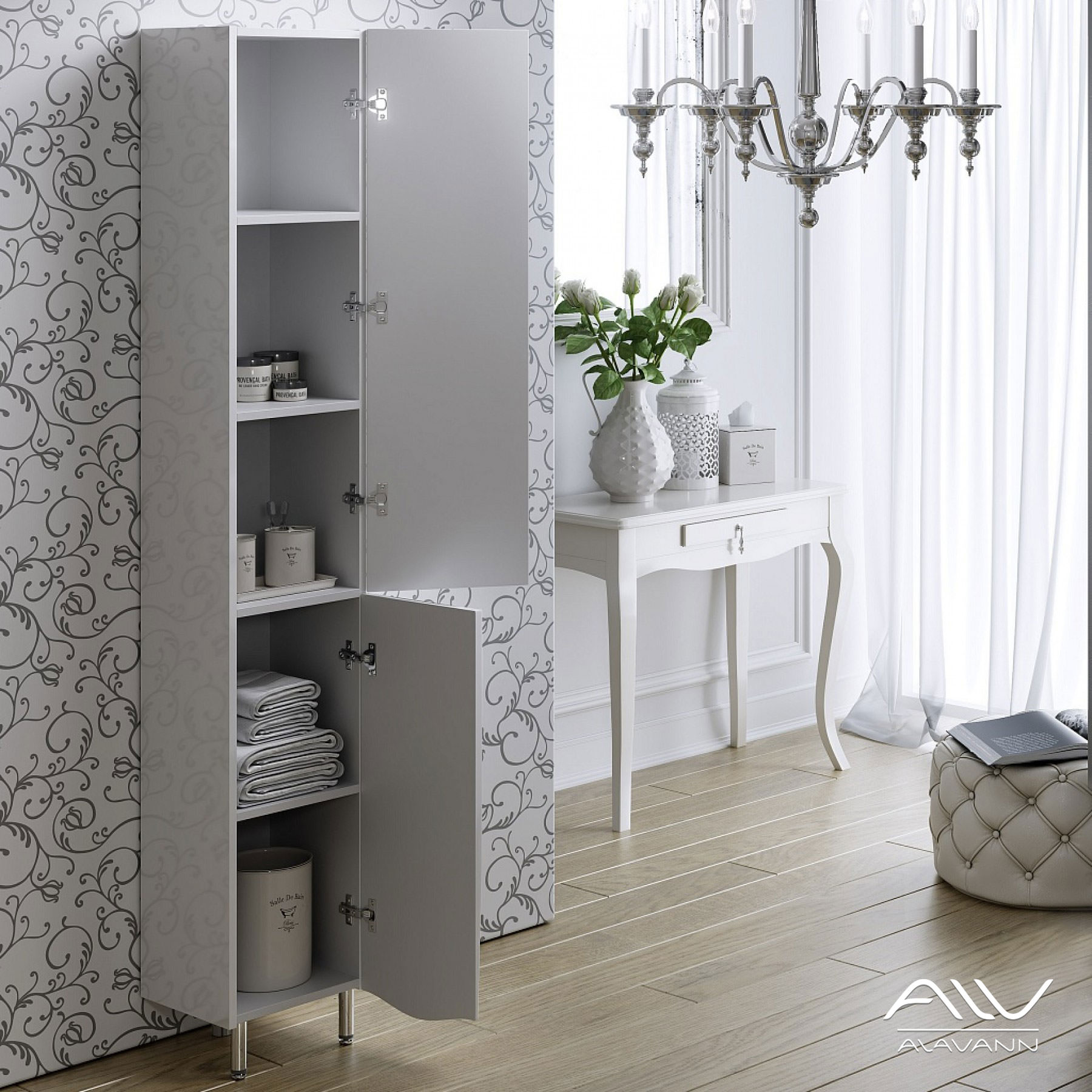 Шкаф-пенал напольный Alavann Monaco 30x30x190 см белый в 100Kran: Широкий выбор и доступные цены.