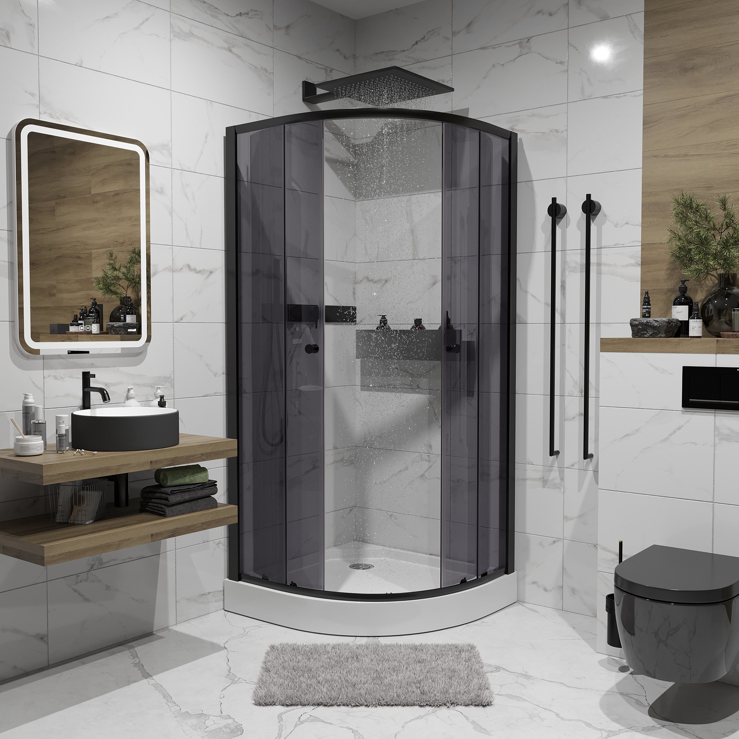 Душевой уголок Niagara NG-007-14T 900х900х1950 низкий поддон 13 см стекло ТОНИРОВАННОЕ в 100Kran: Широкий выбор и доступные цены.