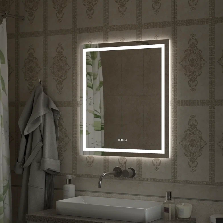 Зеркало с подсветкой "Verte Led" 800х900 с часами, датчиком движения ЗЛП630 100Kran: Широкий выбор и доступные цены.