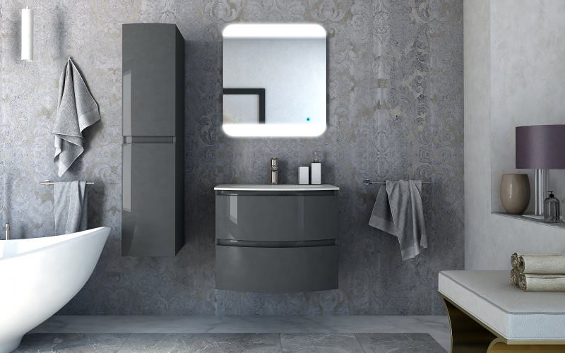 Тумба с раковиной подвесная с двумя выдвижными ящиками VAGUE CEZARES 70 см 44221 Antacite в 100Kran: Широкий выбор и доступные цены.
