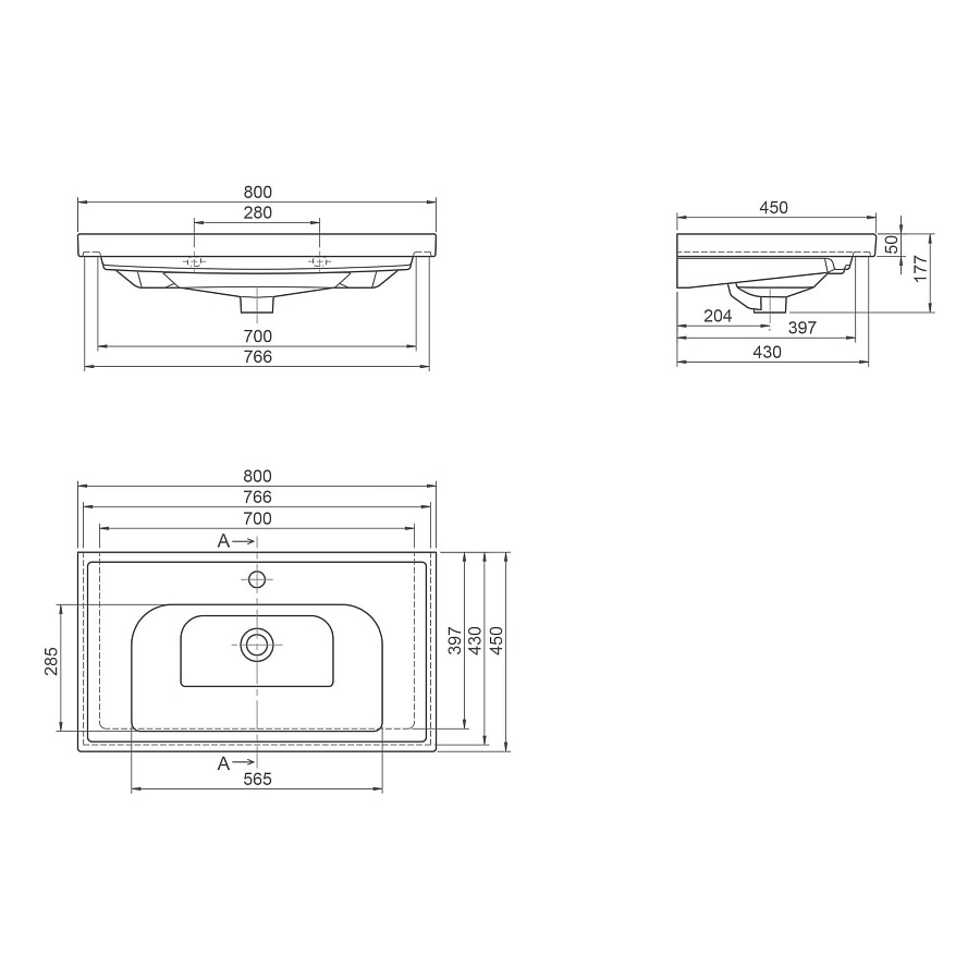 Раковина мебельная CeraStyle Frame 80 см 031200-u белая в 100Kran: Широкий выбор и доступные цены.