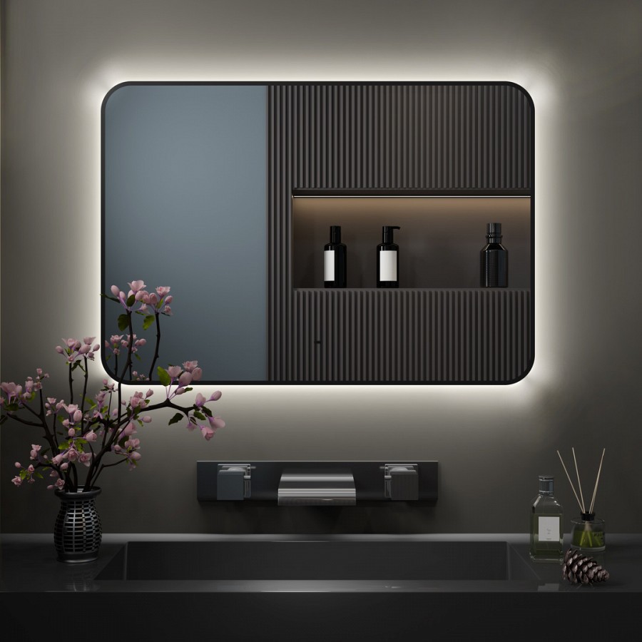 Зеркало с подсветкой Maretti Florenza FL1410070P14EL 100x70 см черный 100Kran: Широкий выбор и доступные цены.