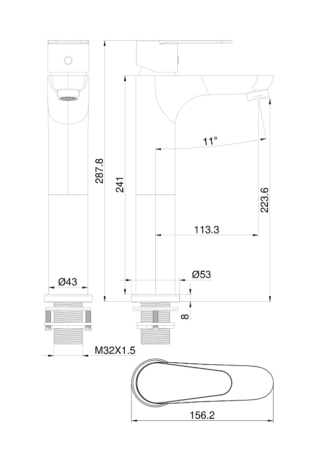 Смеситель для раковины Wonzon & Woghand ALFA WW-A40232-MB черный матовый в 100Kran: Широкий выбор и доступные цены.