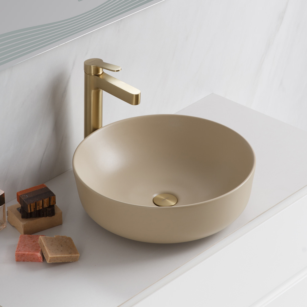 Накладная раковина BelBagno BB1315-H316 41  см бежевая матовая в 100Kran: Широкий выбор и доступные цены.