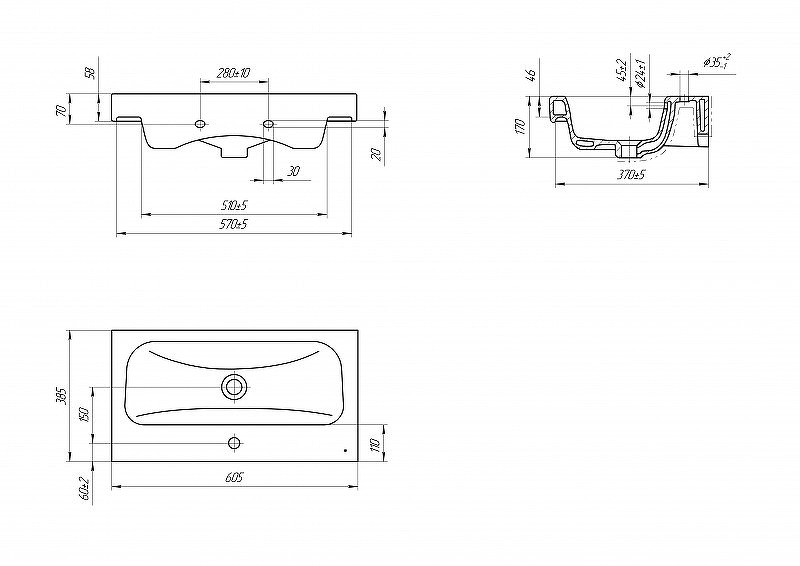 Раковина мебельная Cersanit Moduo Slim 60 UM-MOD60SL/1 белая в 100Kran: Широкий выбор и доступные цены.